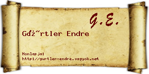 Gürtler Endre névjegykártya